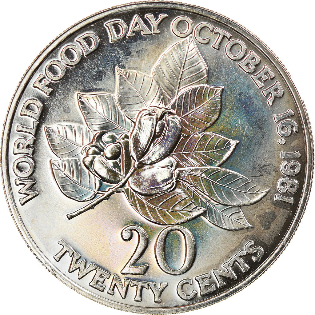 Coin, Jamaica, Elizabeth II, 20 Cents, 1981, Franklin Mint, USA, AU(55-58)