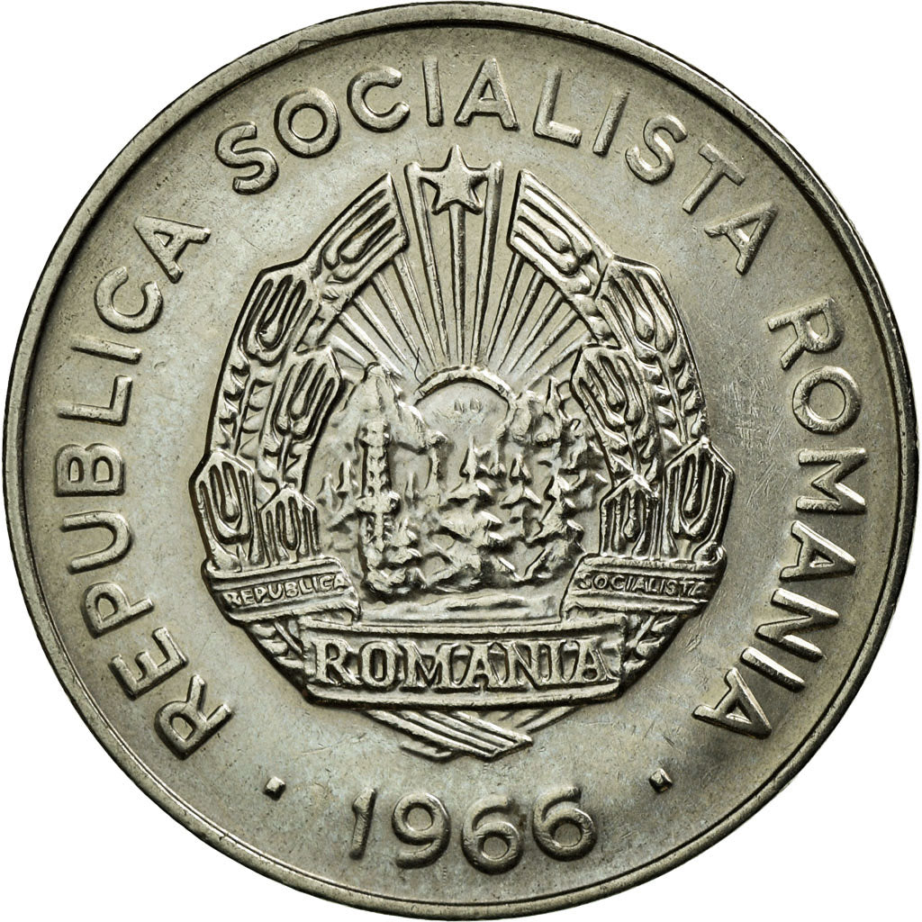 Moneta, Romania, 25 Bani, 1966, BB+, Acciaio ricoperto in nichel, KM:94