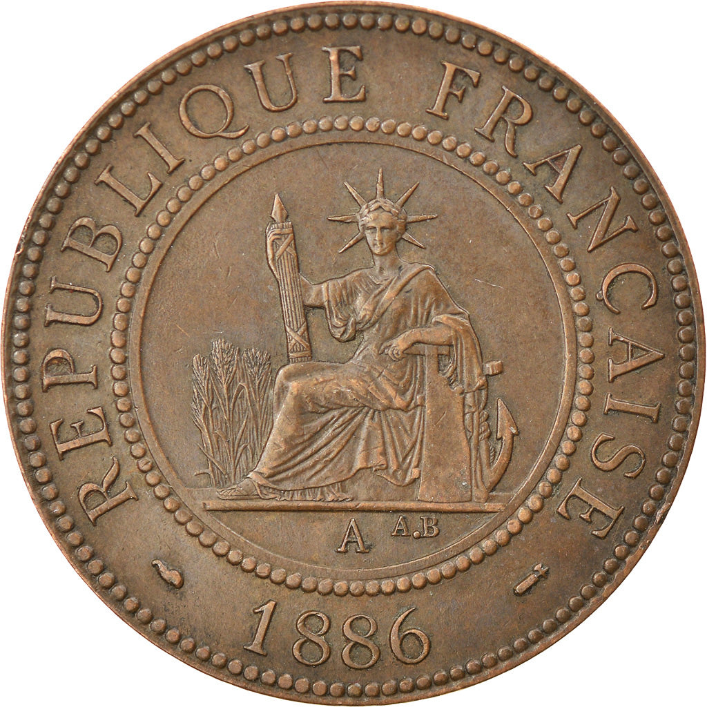 Coin, FRENCH INDO-CHINA, Cent, 1886, Paris, EF(40-45), Bronze, KM:1