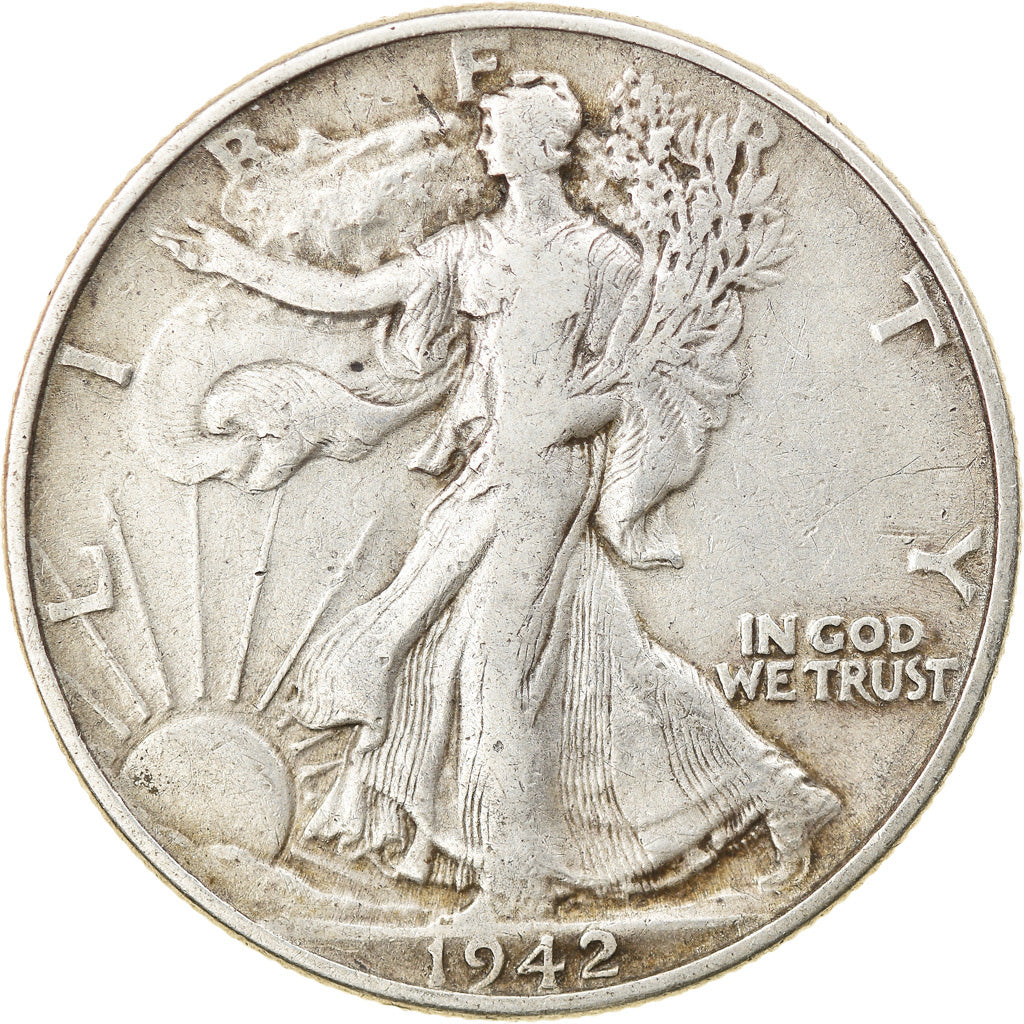 Coin, United States, Walking Liberty Half Dollar, Half Dollar, 1942, U.S. Mint