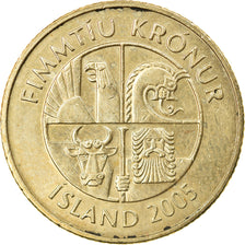 Coin, Iceland, 50 Kronur, 2005, EF(40-45), Nickel-brass, KM:31