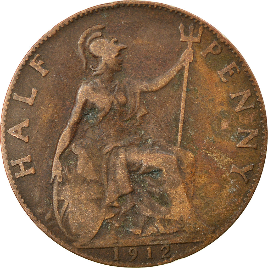 Coin, Great Britain, George V, 1/2 Penny, 1912, VF(30-35), Bronze, KM:809
