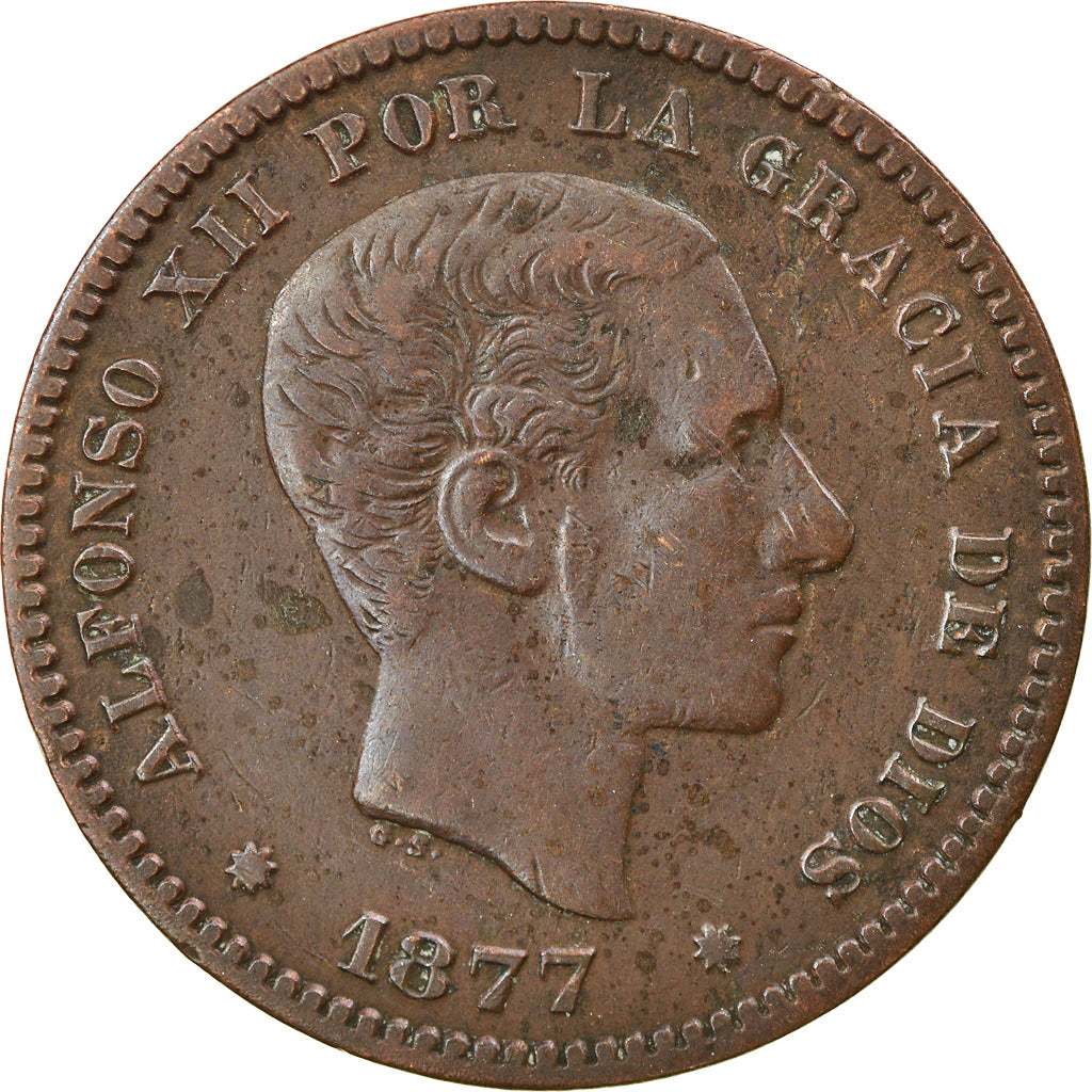 Coin, Spain, Alfonso XII, 5 Centimos, Madrid, VF(30-35), Bronze, KM:674