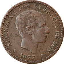 Moeda, Espanha, Alfonso XII, 5 Centimos, Madrid, VF(30-35), Bronze, KM:674