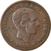 Moeda, Espanha, Alfonso XII, 5 Centimos, Madrid, VF(30-35), Bronze, KM:674