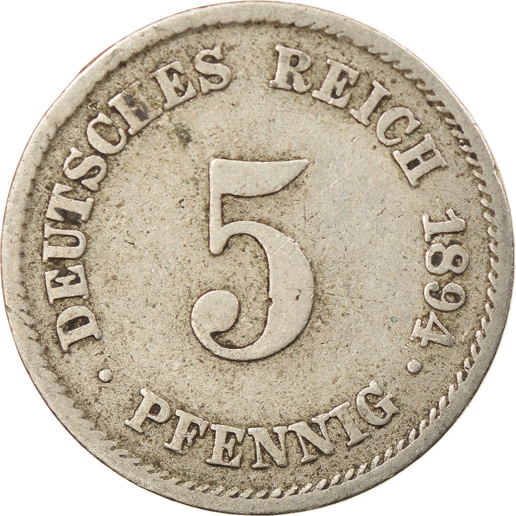 Monnaie, GERMANY - EMPIRE, Wilhelm II, 5 Pfennig, 1894, Muldenhütten, TB+