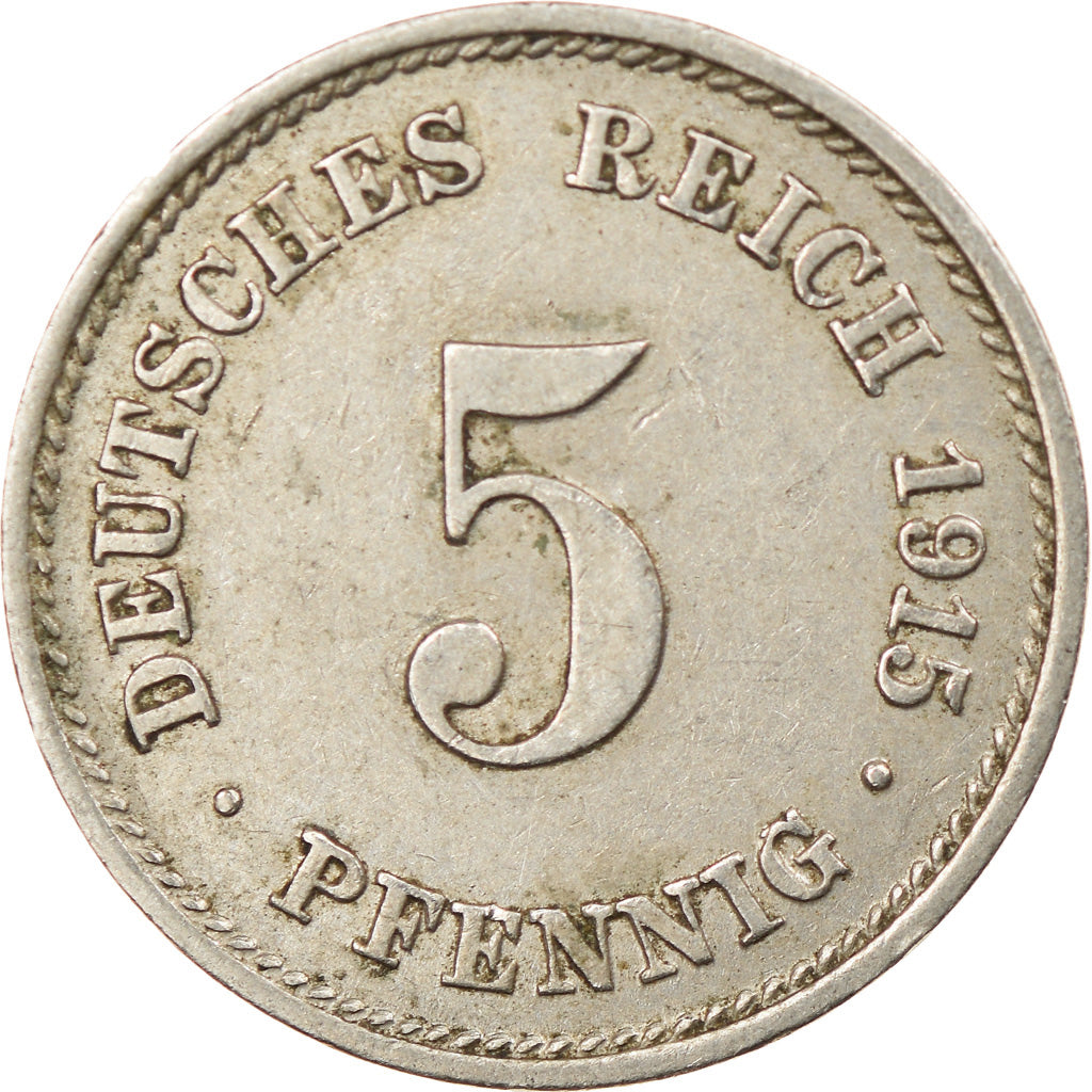 Coin, GERMANY - EMPIRE, Wilhelm II, 5 Pfennig, 1915, Karlsruhe, VF(30-35)