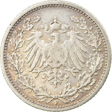 Moneda, ALEMANIA - IMPERIO, 1/2 Mark, 1907, Berlin, BC+, Plata, KM:17