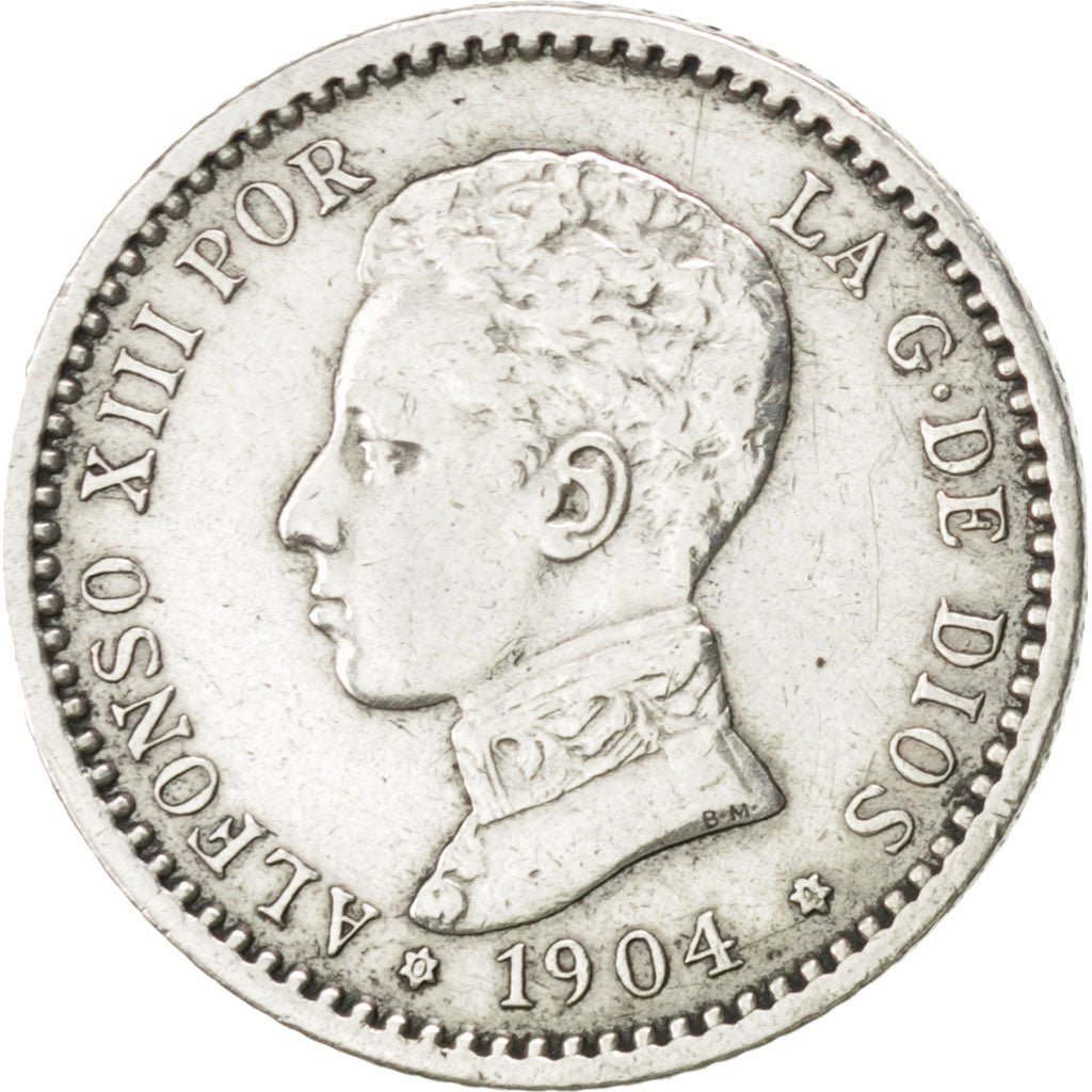 Coin, Spain, Alfonso XIII, 50 Centimos, 1904, AU(50-53), Silver, KM:723