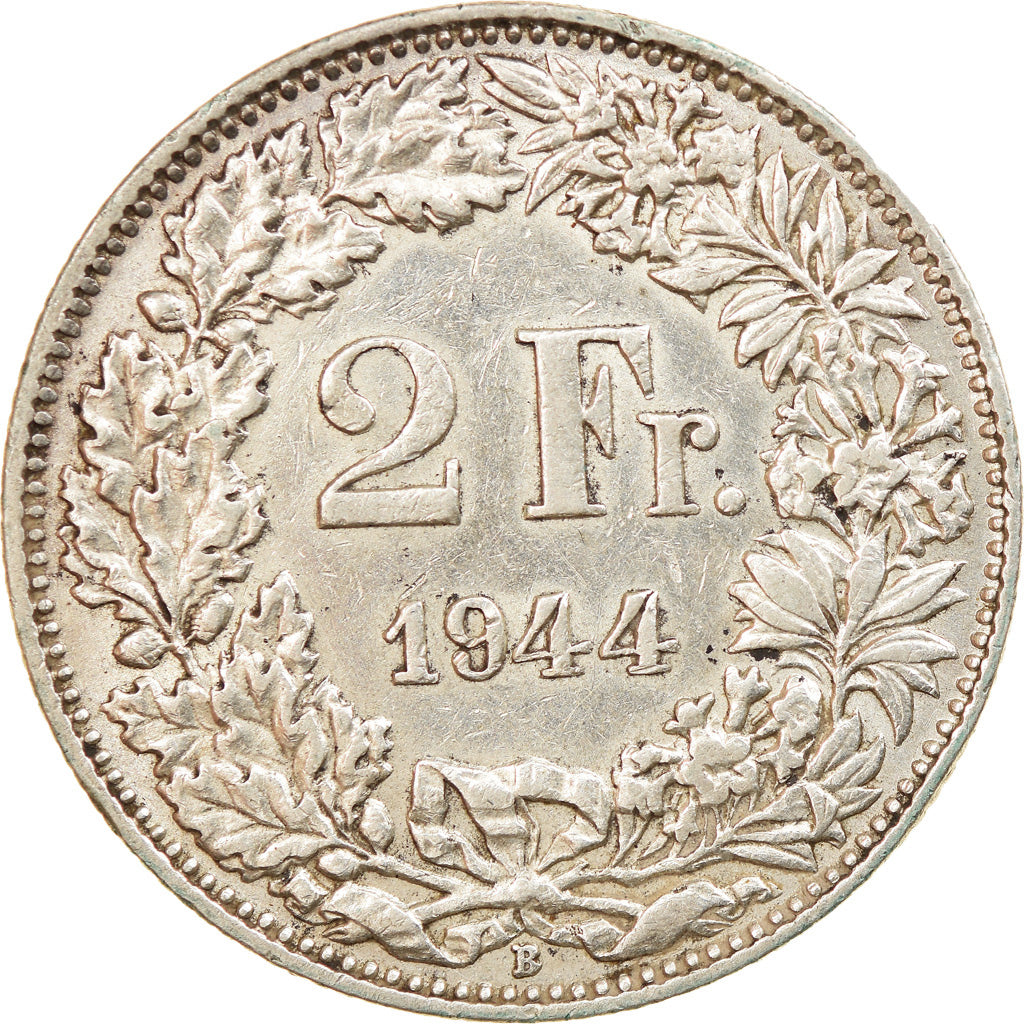 Coin, Switzerland, 2 Francs, 1944, Bern, VF(30-35), Silver, KM:21