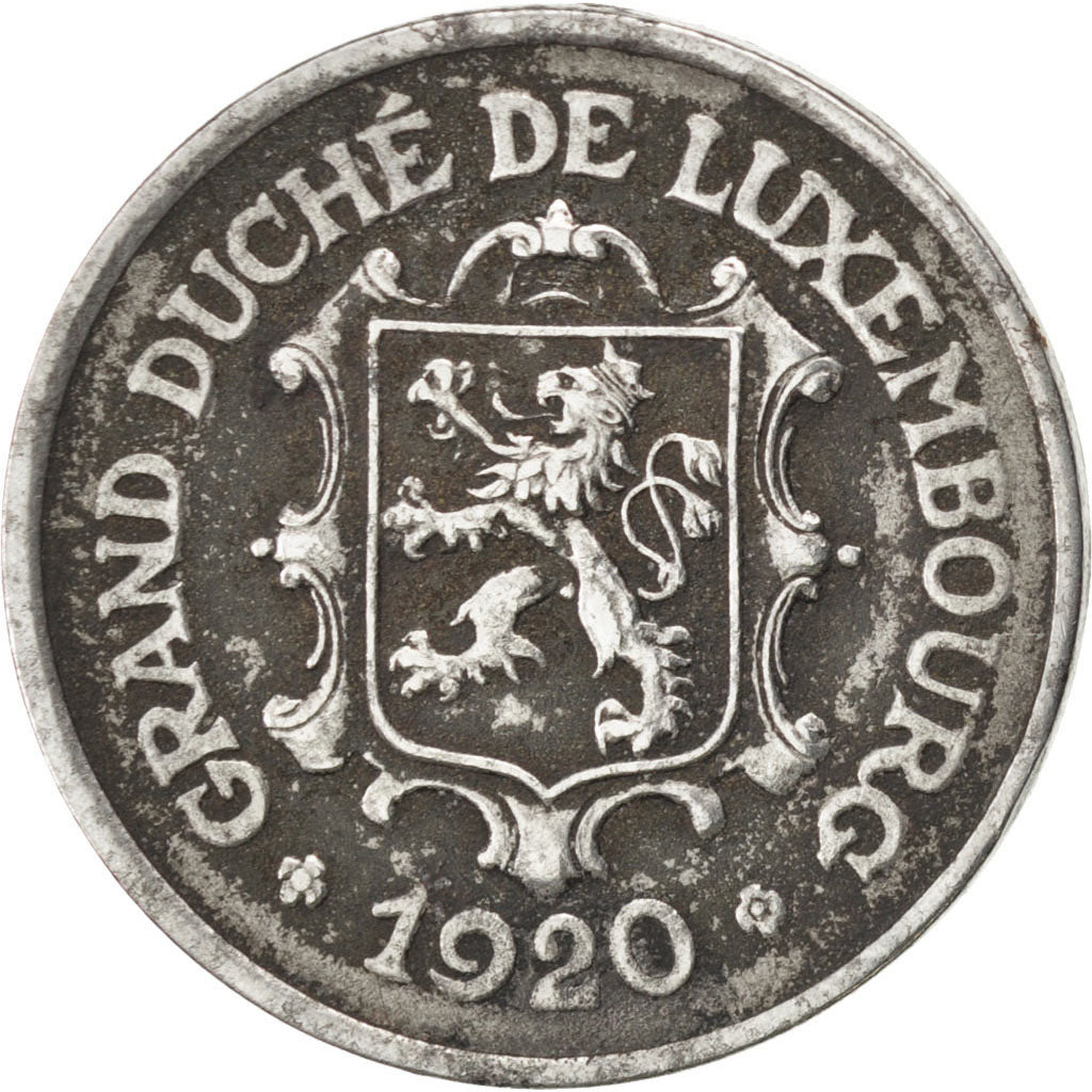 LUXEMBOURG, 25 Centimes, 1920, KM #32, EF(40-45), Iron, 3.87