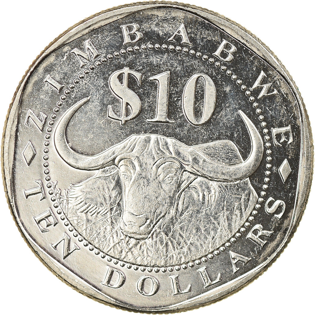 Münze, Simbabwe, 10 Dollars, 2003, Harare, SS, Nickel plated steel, KM:14