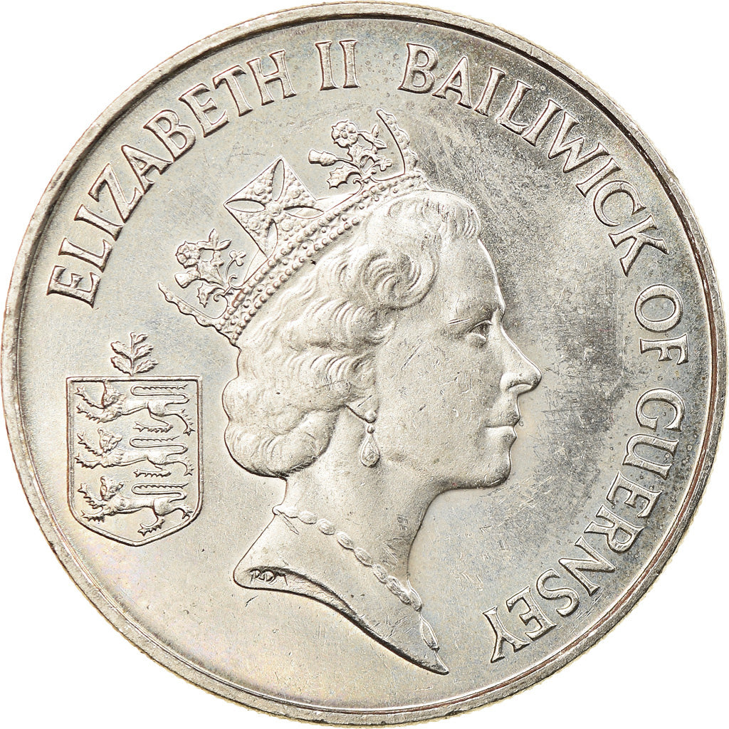 Coin, Guernsey, Elizabeth II, 10 Pence, 1985, Heaton, EF(40-45), Copper-nickel