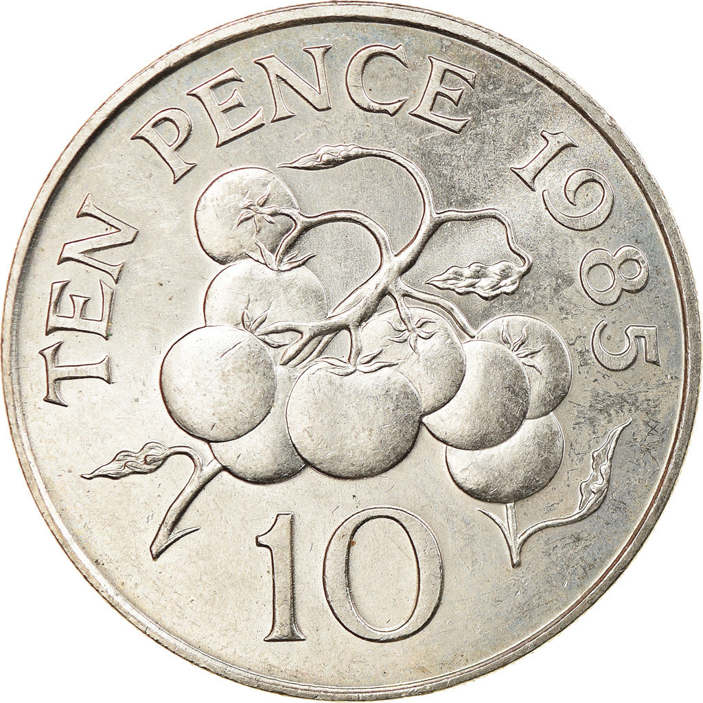 Coin, Guernsey, Elizabeth II, 10 Pence, 1985, Heaton, EF(40-45), Copper-nickel