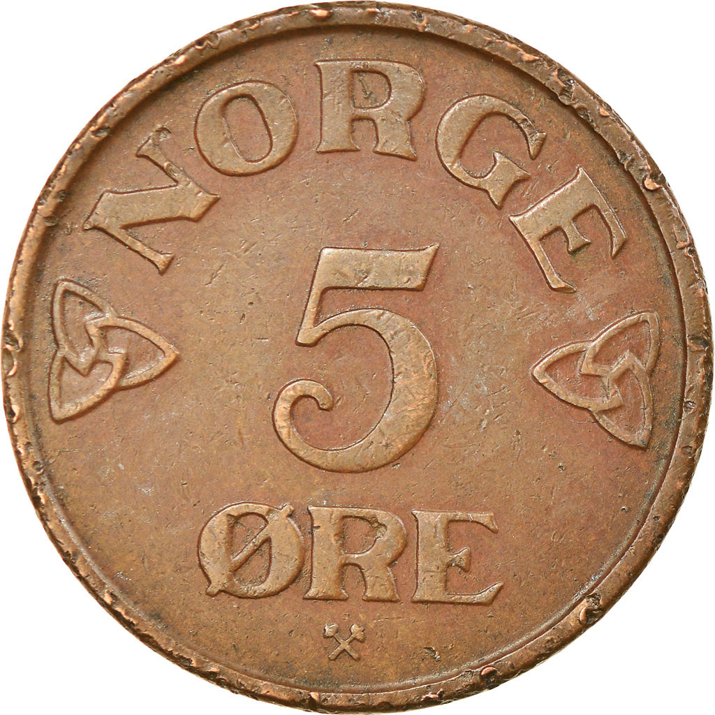 Moneta, Norvegia, Haakon VII, 5 Öre, 1953, MB+, Bronzo, KM:400