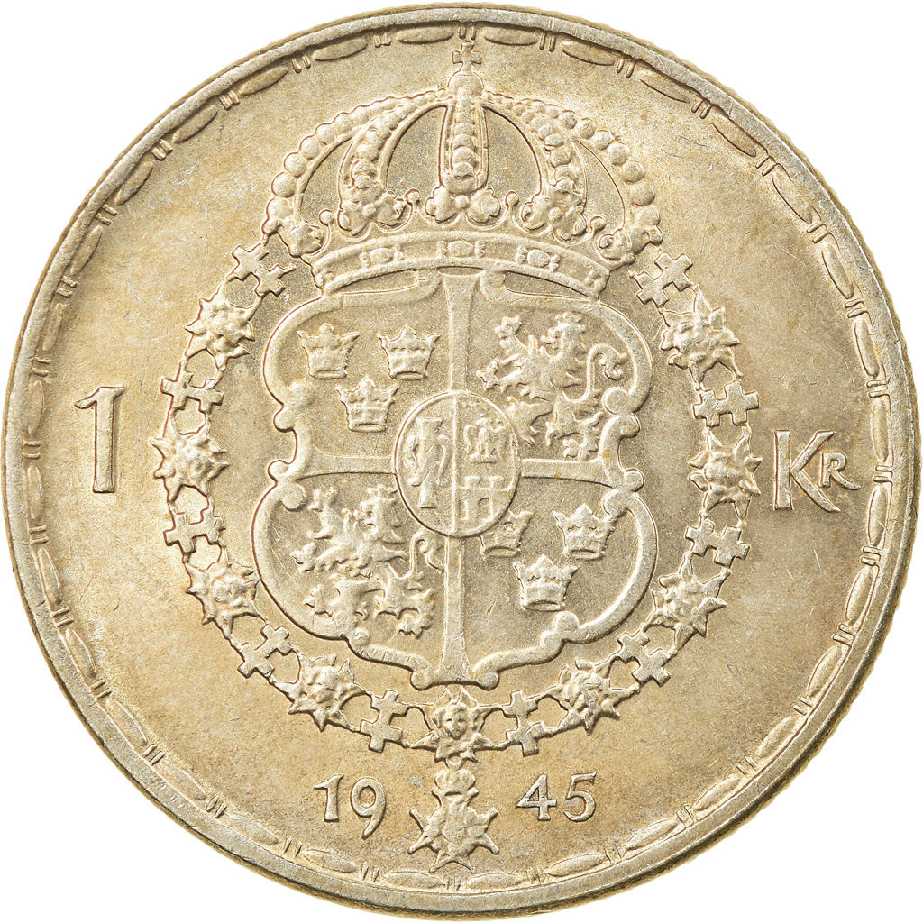 Coin, Sweden, Gustaf V, Krona, 1945, EF(40-45), Silver, KM:814