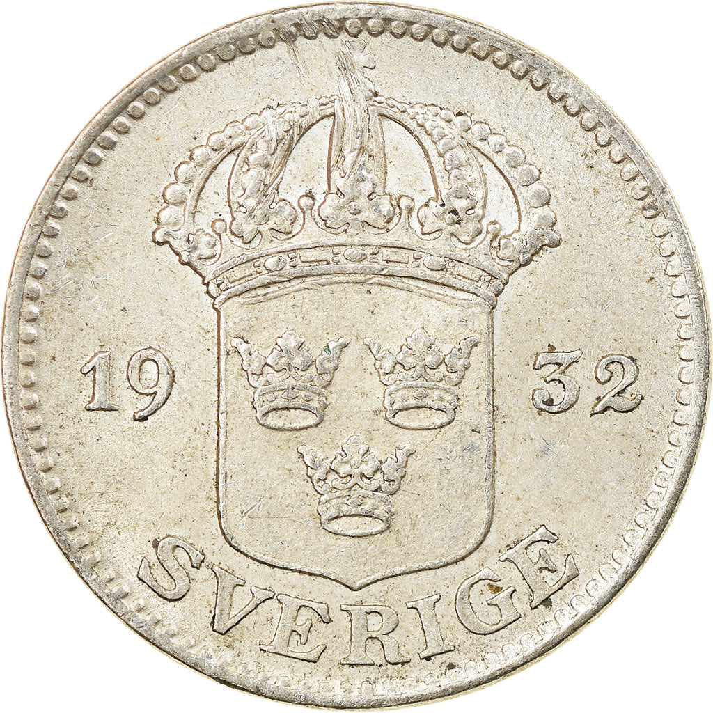 Coin, Sweden, Gustaf V, 25 Öre, 1932, EF(40-45), Silver, KM:785