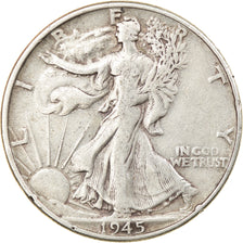 Coin, United States, Walking Liberty Half Dollar, Half Dollar, 1945, U.S. Mint