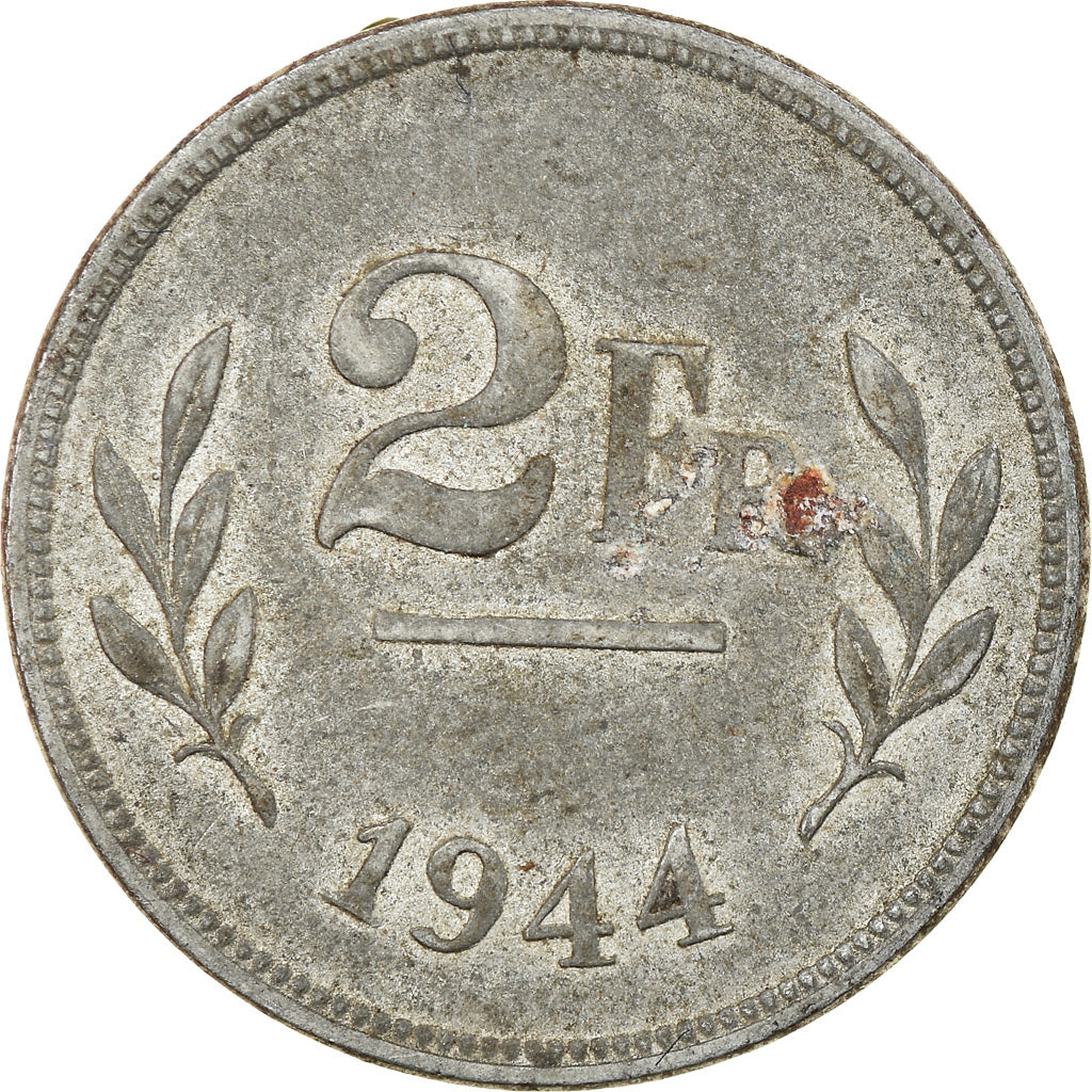 Münze, Belgien, 2 Francs, 2 Frank, 1944, S+, Zinc Coated Steel, KM:133