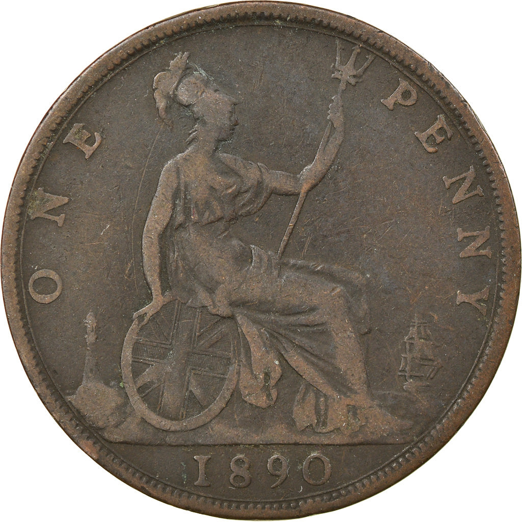 Coin, Great Britain, Victoria, Penny, 1890, VF(30-35), Bronze, KM:755