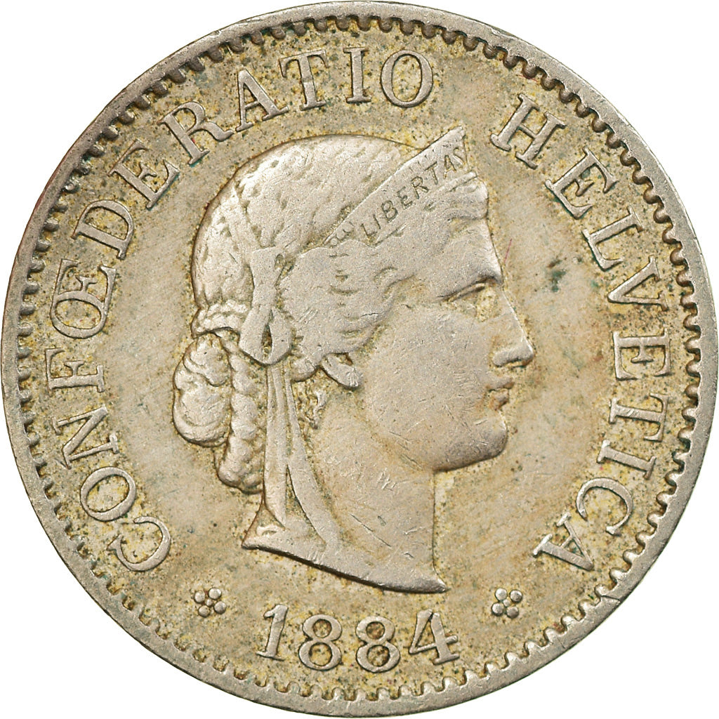 Münze, Schweiz, 5 Rappen, 1884, Bern, S+, Copper-nickel, KM:26