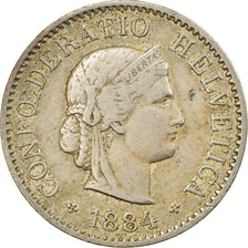 Münze, Schweiz, 5 Rappen, 1884, Bern, S+, Copper-nickel, KM:26