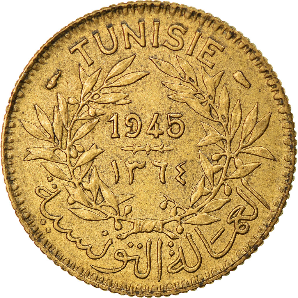 Coin, Tunisia, Muhammad al-Amin Bey, Franc, 1945, Paris, EF(40-45)
