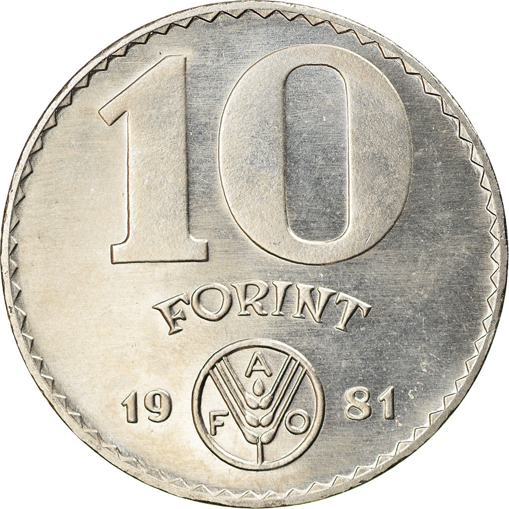 Coin, Hungary, 10 Forint, 1981, Budapest, EF(40-45), Nickel, KM:620