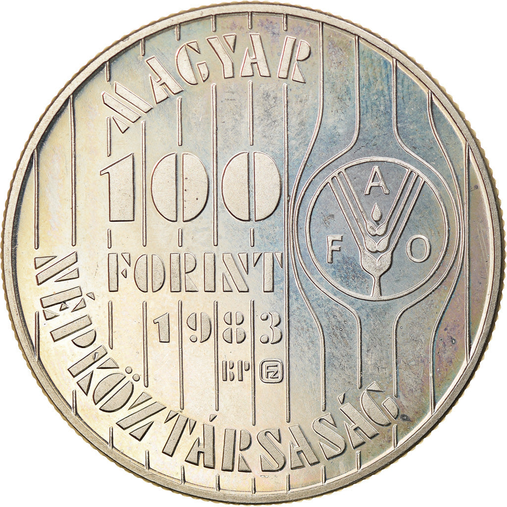 Coin, Hungary, 100 Forint, Szaz, 1983, Budapest, EF(40-45), Copper-nickel