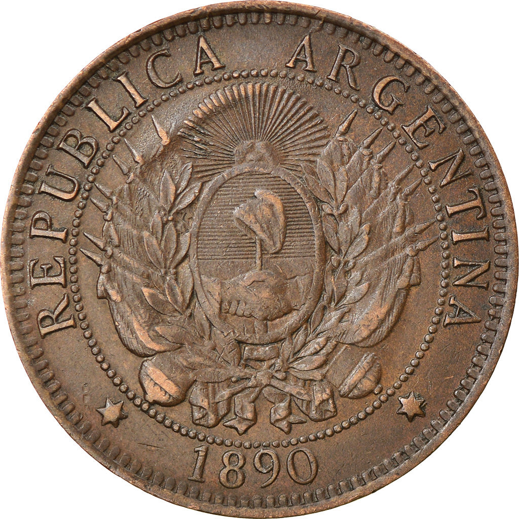 Coin, Argentina, 2 Centavos, 1890, EF(40-45), Bronze, KM:33