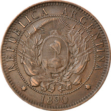 Coin, Argentina, 2 Centavos, 1890, EF(40-45), Bronze, KM:33
