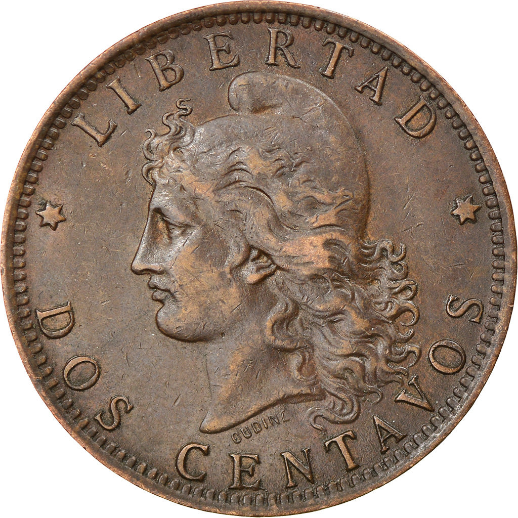 Coin, Argentina, 2 Centavos, 1890, EF(40-45), Bronze, KM:33