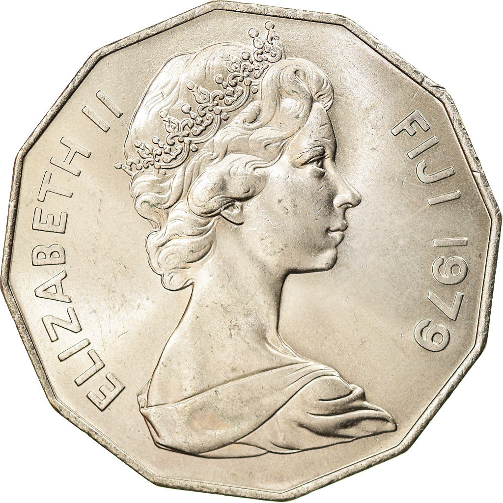 Munten, Fiji, Elizabeth II, 50 Cents, 1979, ZF+, Copper-nickel, KM:44