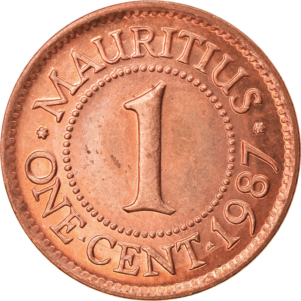 Coin, Mauritius, Cent, 1987, EF(40-45), Copper Plated Steel, KM:51