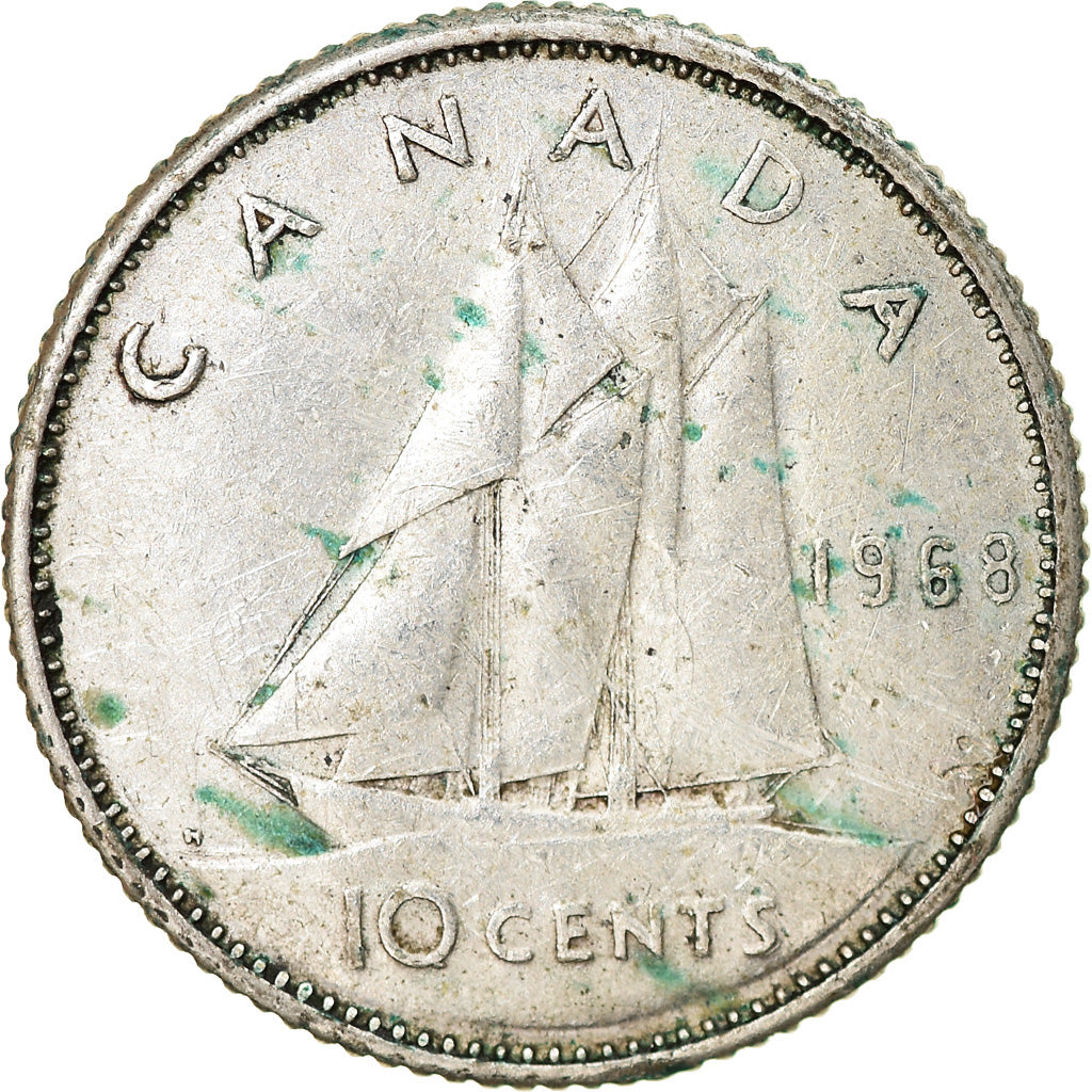 Moneta, Canada, Elizabeth II, 10 Cents, 1968, Royal Canadian Mint, Ottawa