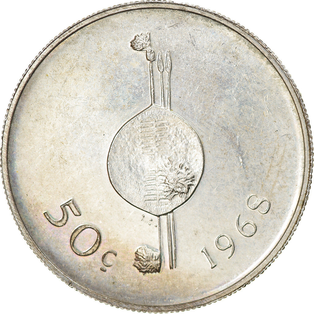 Moneta, Swaziland, Sobhuza II, 50 Cents, 1968, British Royal Mint, SPL, Argento