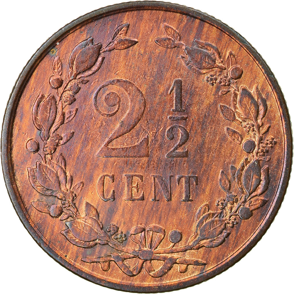 Coin, Netherlands, William III, 2-1/2 Cent, 1883, VF(30-35), Bronze, KM:108.1
