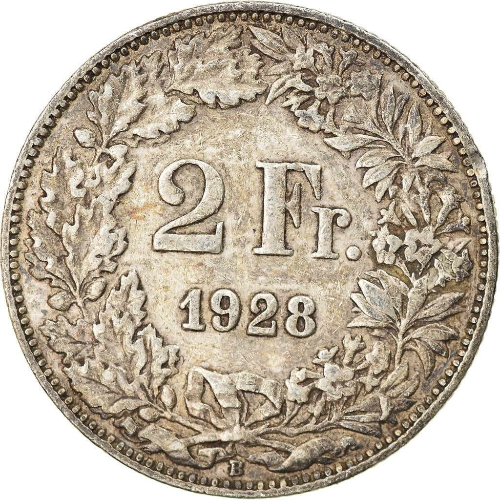 Coin, Switzerland, 2 Francs, 1928, Paris, VF(30-35), Silver, KM:21