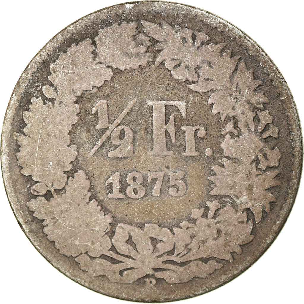 Coin, Switzerland, 1/2 Franc, 1875, Bern, VF(30-35), Silver, KM:23