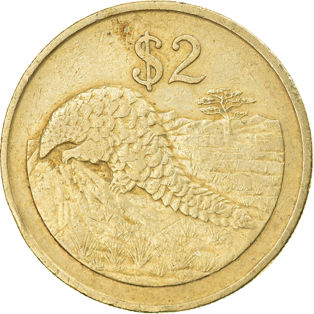 Coin, Zimbabwe, 2 Dollars, 1997, VF(30-35), Brass, KM:12