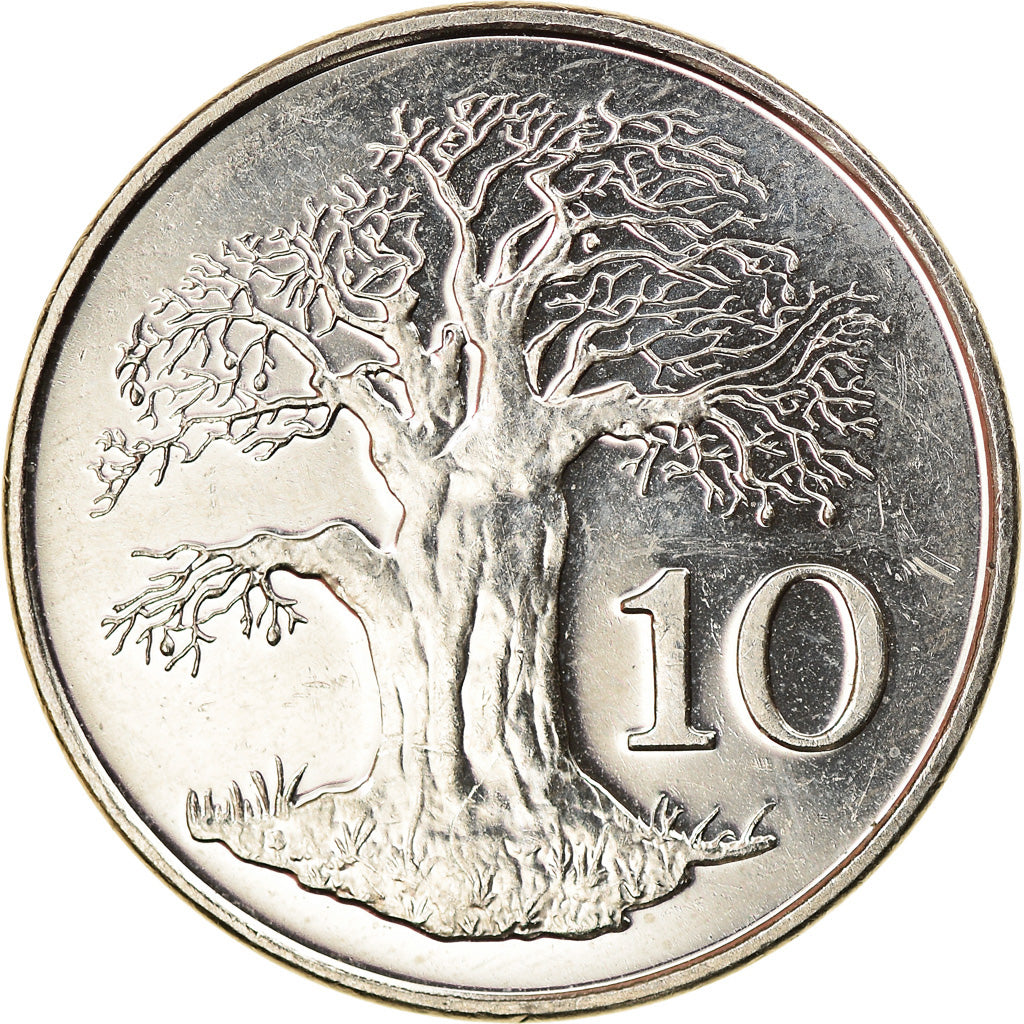Coin, Zimbabwe, 10 Cents, 2002, Harare, EF(40-45), Nickel plated steel, KM:3a