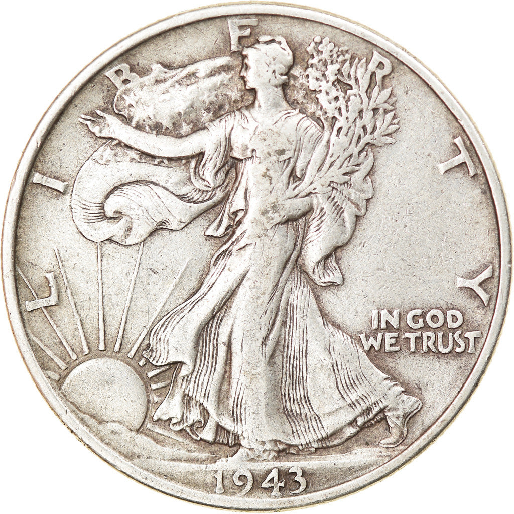 Coin, United States, Walking Liberty Half Dollar, Half Dollar, 1943, U.S. Mint