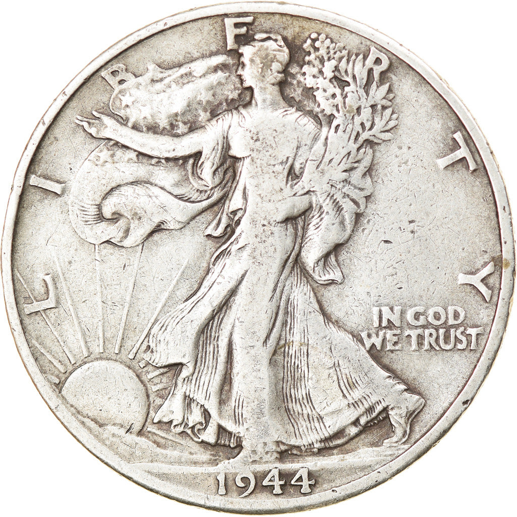 Coin, United States, Walking Liberty Half Dollar, Half Dollar, 1944, U.S. Mint