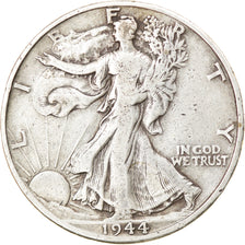 Coin, United States, Walking Liberty Half Dollar, Half Dollar, 1944, U.S. Mint