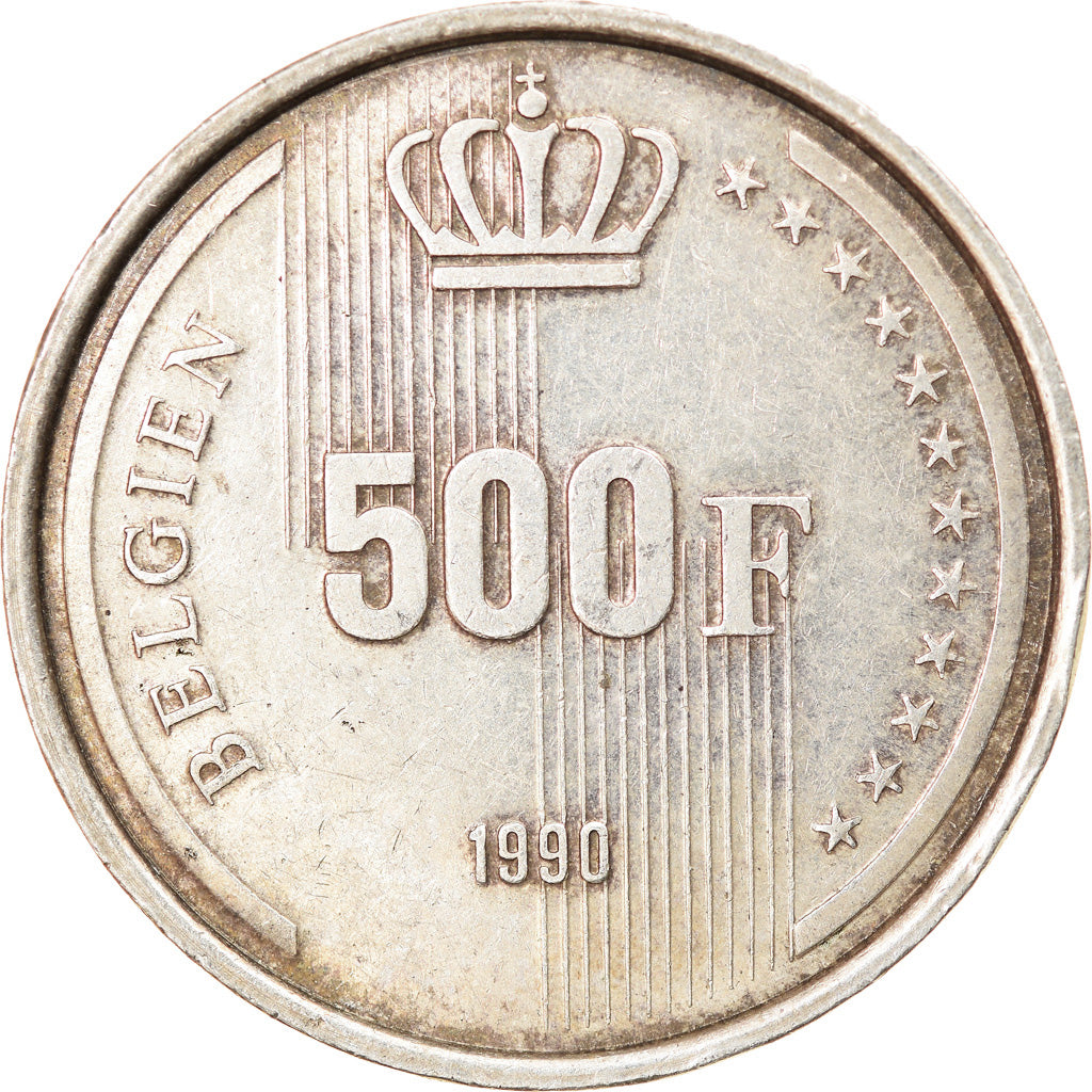 Coin, Belgium, 500 Francs, 500 Frank, 1990, Brussels, EF(40-45), Silver, KM:180
