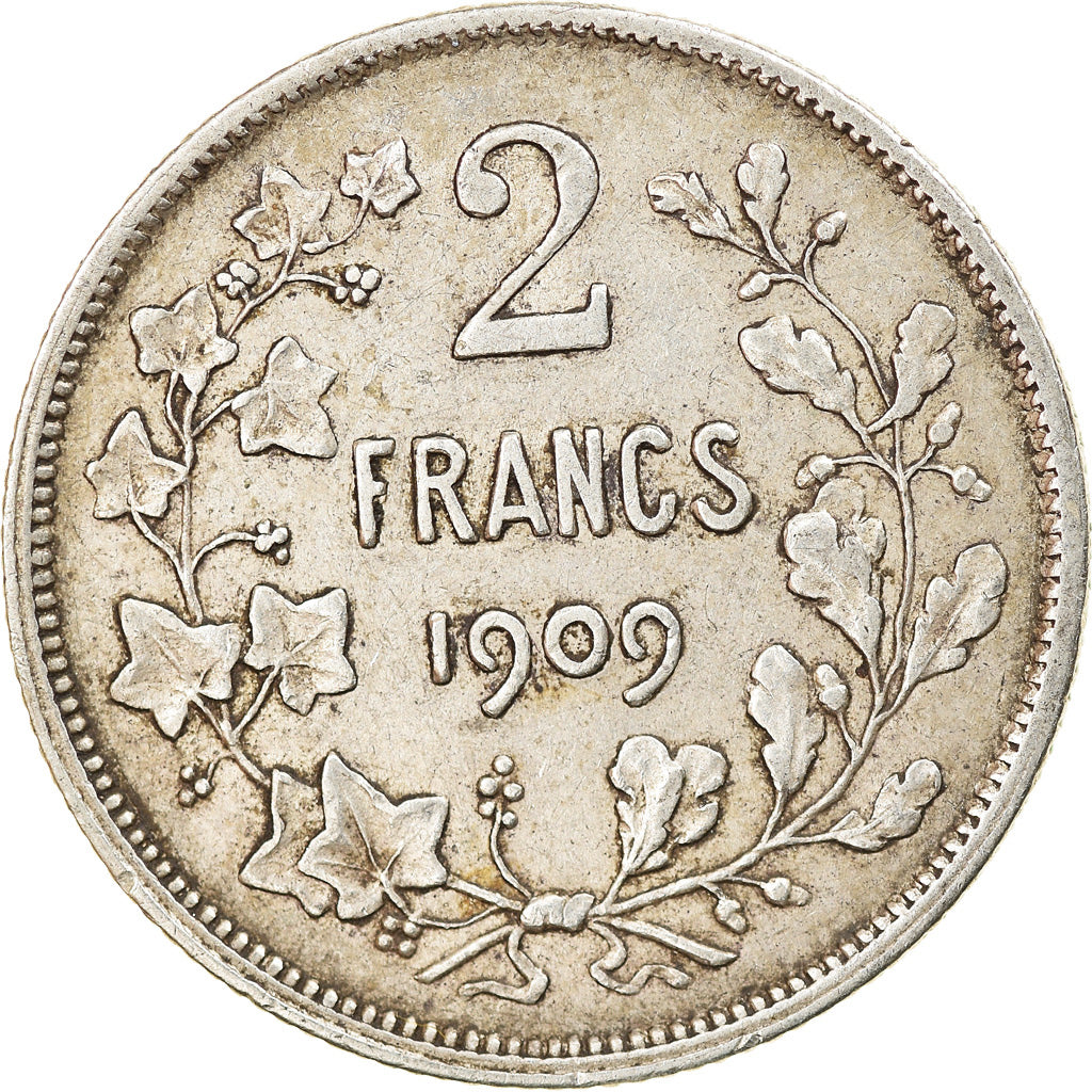 Coin, Belgium, 2 Francs, 2 Frank, 1909, EF(40-45), Silver, KM:58.1