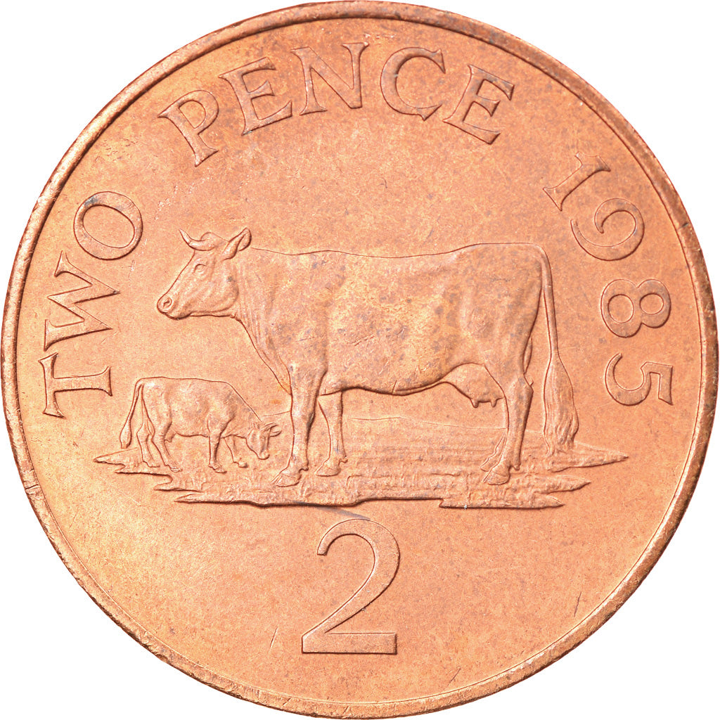 Munten, Guernsey, Elizabeth II, 2 Pence, 1985, Heaton, ZF, Bronze, KM:41