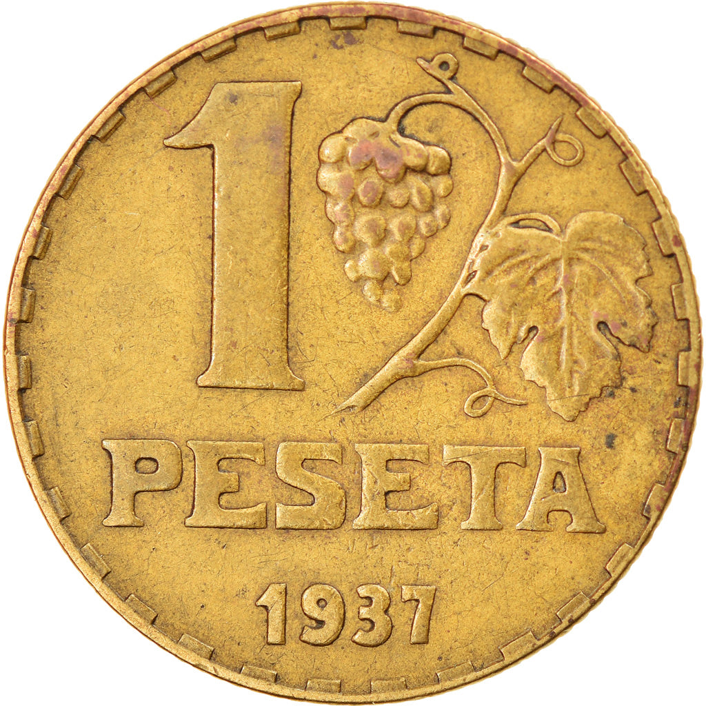 Coin, Spain, Peseta, 1937, Madrid, EF(40-45), Brass, KM:755