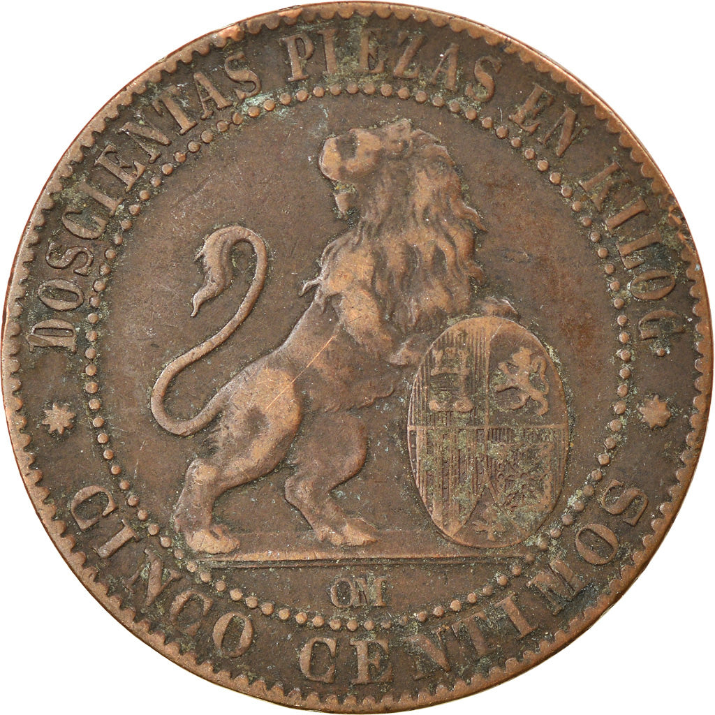 Coin, Spain, Provisional Government, 5 Centimos, Madrid, VF(30-35), Copper