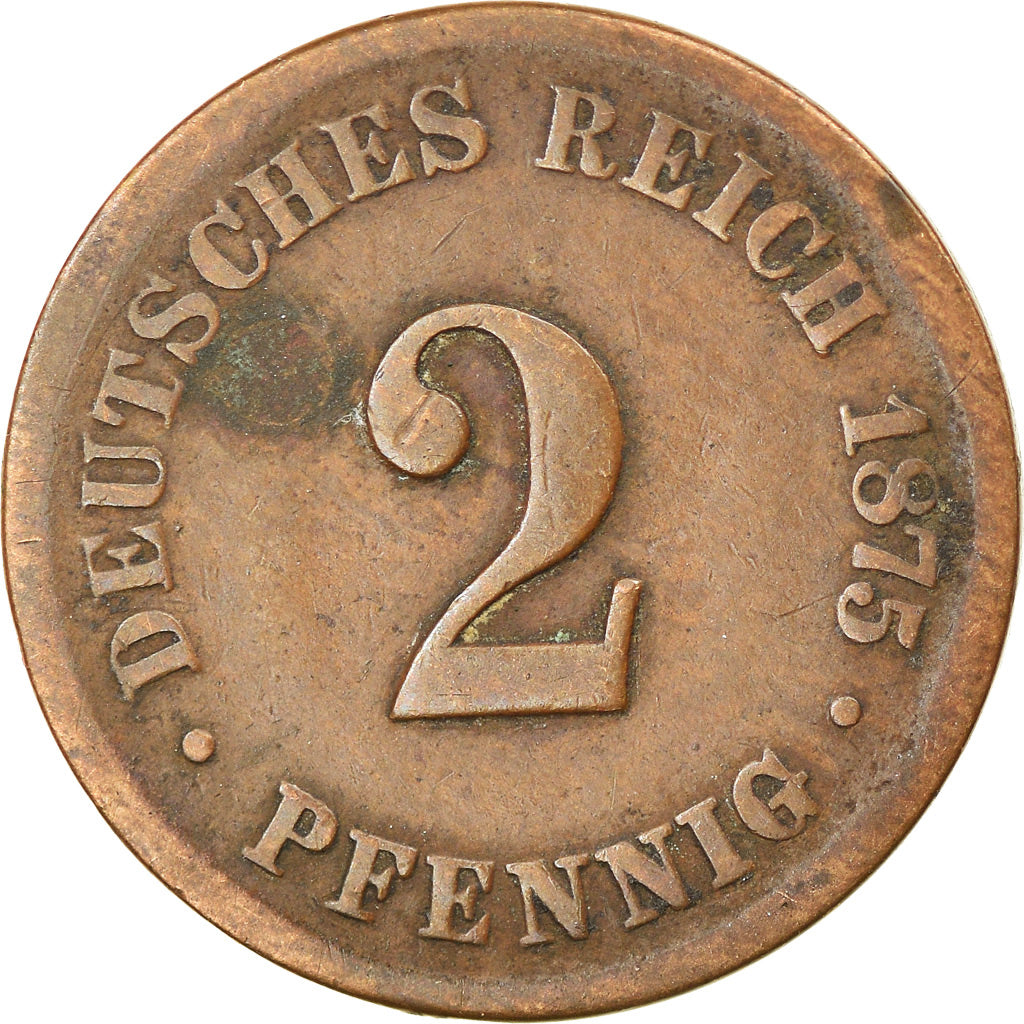 Monnaie, GERMANY - EMPIRE, Wilhelm I, 2 Pfennig, 1875, Muldenhütten, TB+